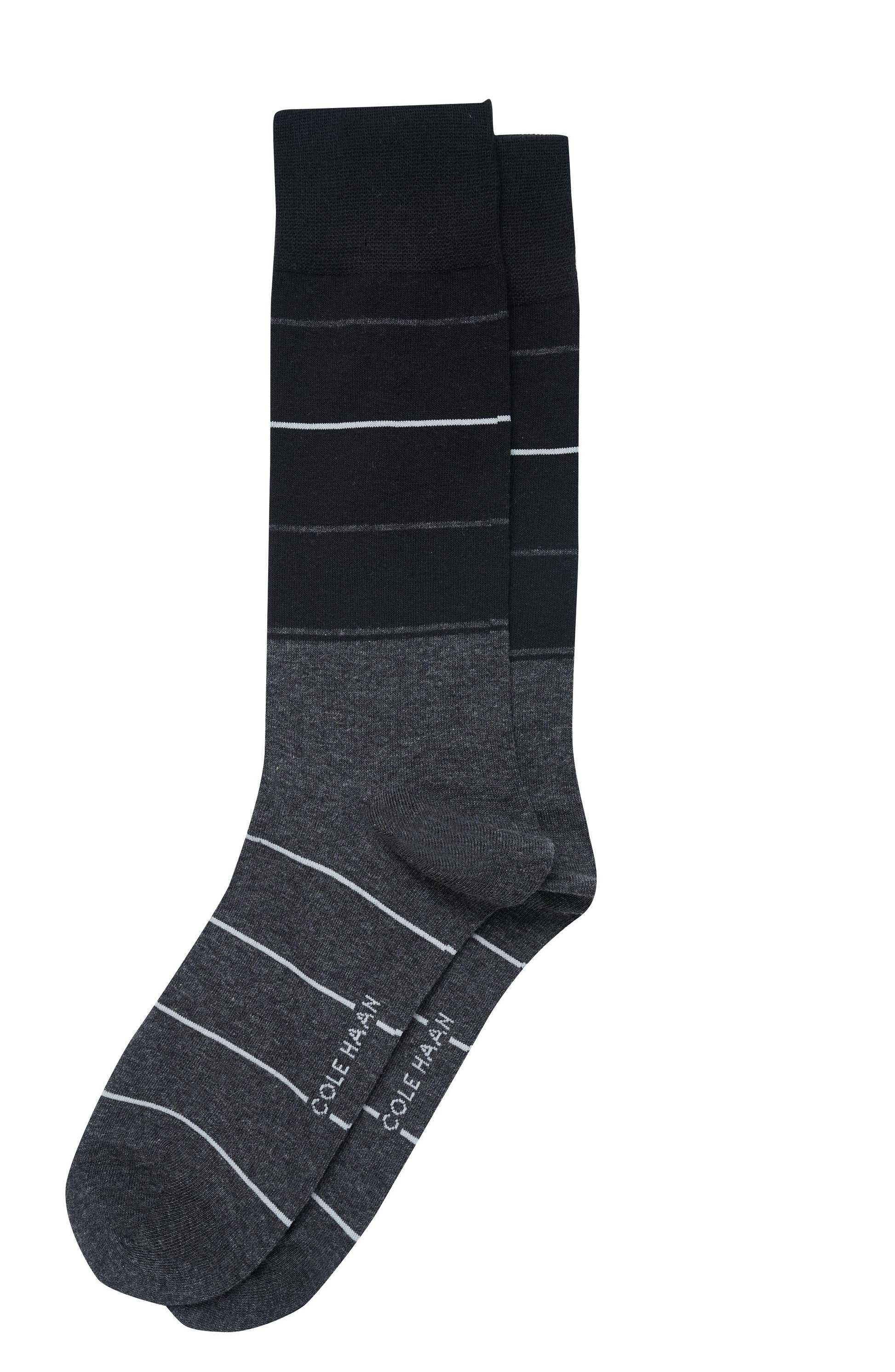 Chm253Dr01002-Men's 1PK Color Block/ Stripe Dress Crew-Black/Grey