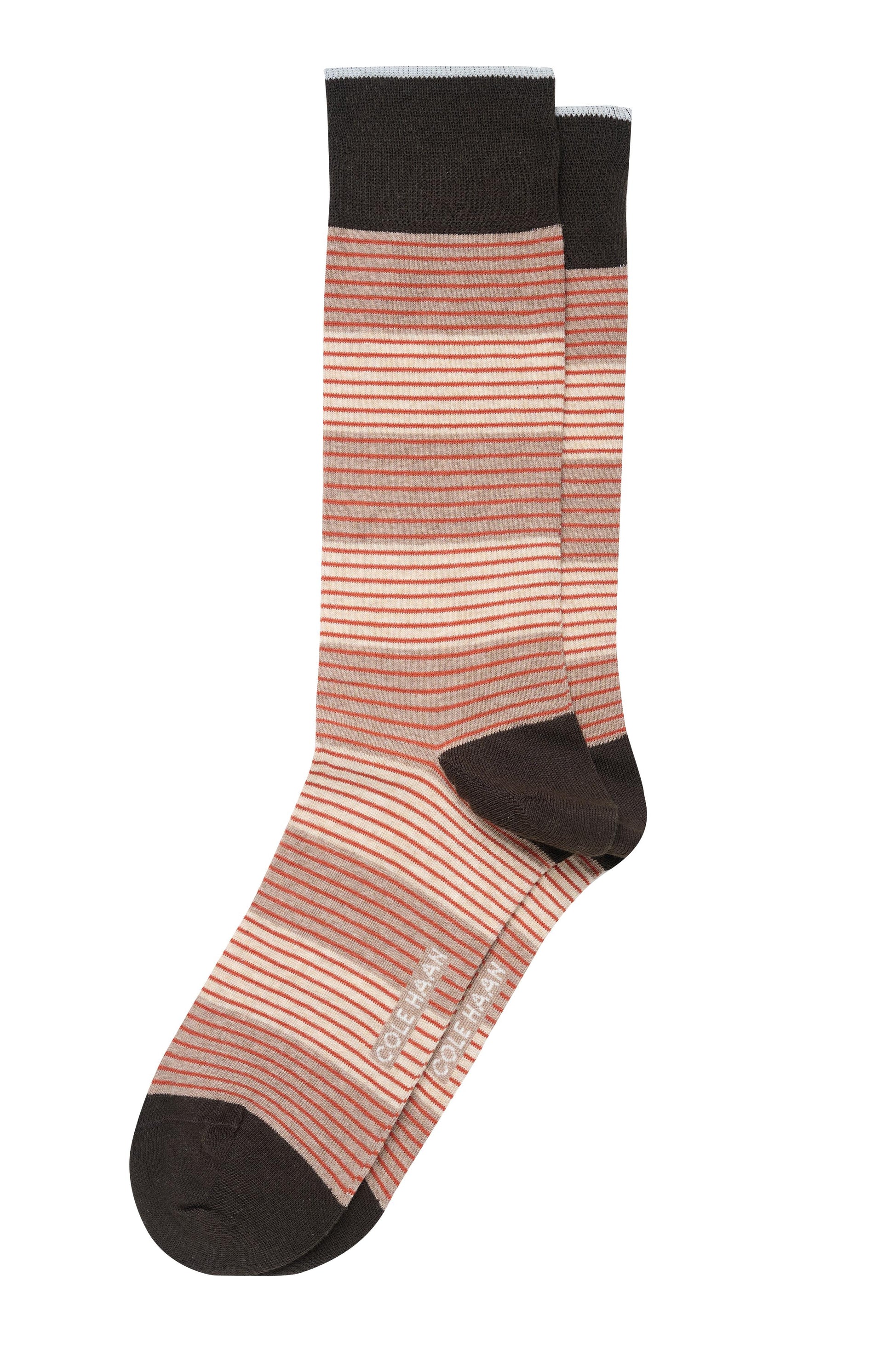 Chm253Dr09001-Men's 1PK Multi Stripe Dress Crew-Brown