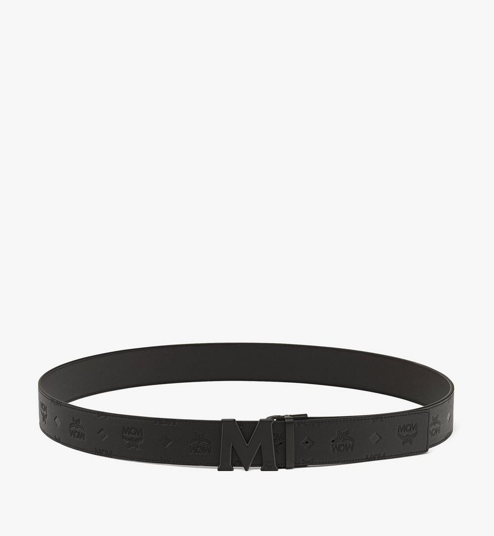 MXBCATA02BK001-Claus M Reversible Belt 1.75” in Embossed Monogram Leather|BLACK / MATTE BLACK