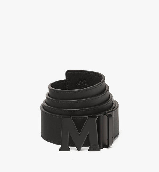 MXBCATA02BK001-Claus M Reversible Belt 1.75” in Embossed Monogram Leather|BLACK / MATTE BLACK