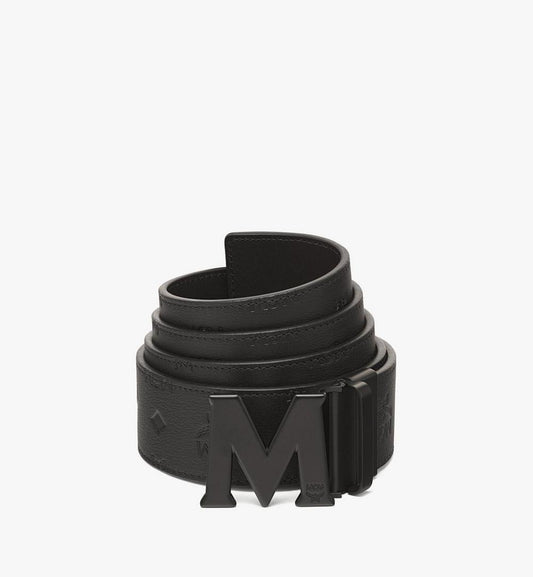 MXBCATA02BK001-Claus M Reversible Belt 1.75” in Embossed Monogram Leather|BLACK / MATTE BLACK