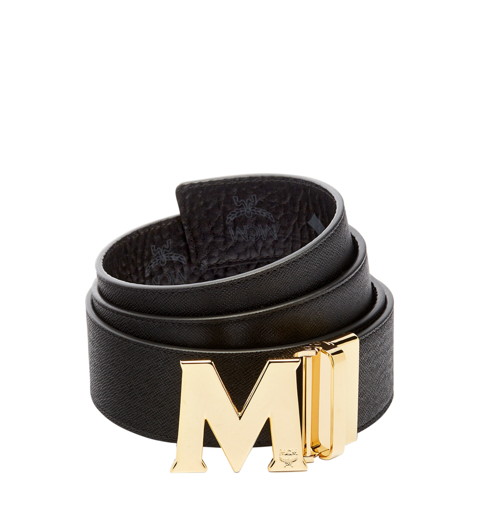 MXBAAVI03BK001-Claus M Reversible Belt 1.75" in Visetos|BLACK/GOLD
