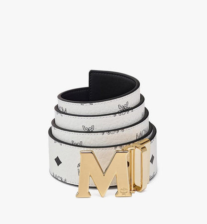 MXBAAVI03WT001-Claus M Reversible Belt 1.75” in Visetos|WHITE/GOLD
