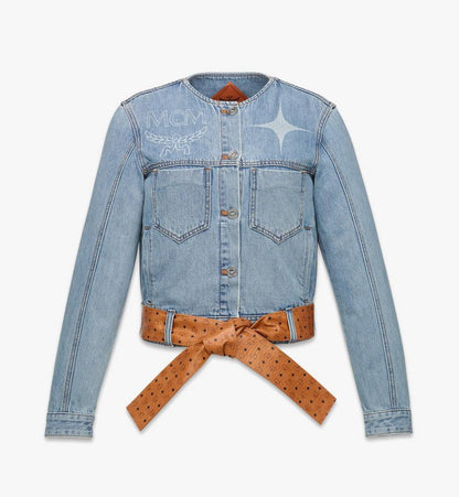 MFJGSMM051H040-Constellation Denim Jacket With Monogram Leather Belt|