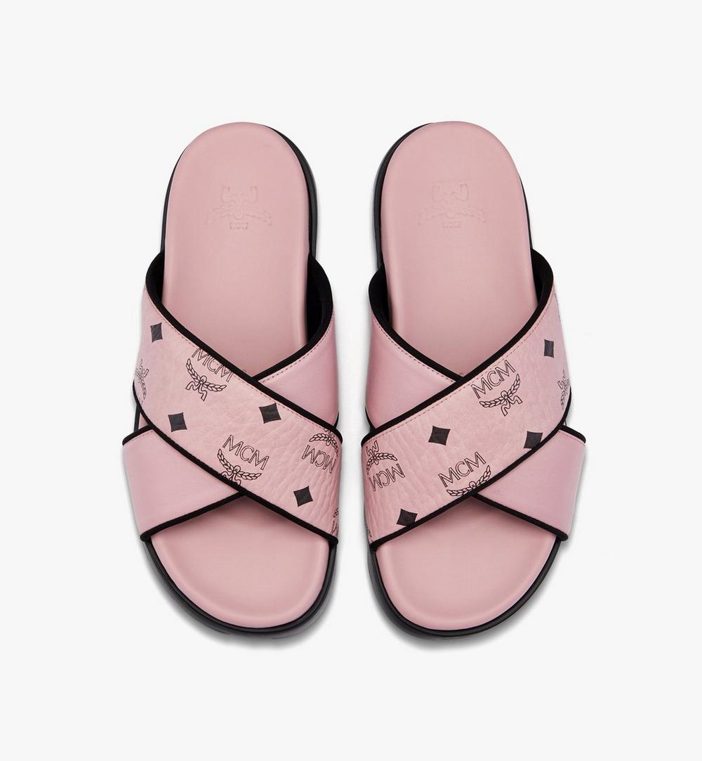 MESGSMM03PZ040-Cross Sandal in Visetos Leather Mix|SOFT PINK