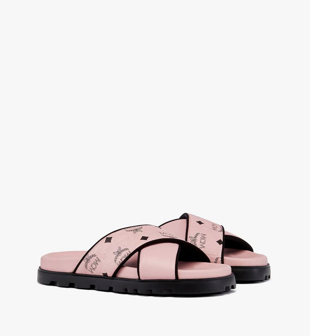 MESGSMM03PZ036-Cross Sandal in Visetos Leather Mix|SOFT PINK