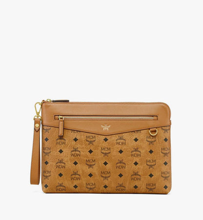 MXZFAAK01CO001-DIAMOND VISETOS FLAT POUCH MED, ONE SIZE|COGNAC