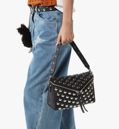 MWSGSAK01BK001-Diamant 3D Shoulder Bag in Galactic Gala Lamb Leather|BLACK