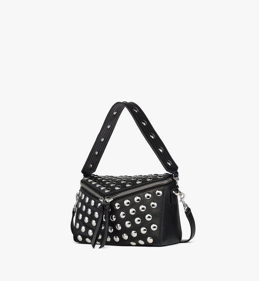 MWSGSAK01BK001-Diamant 3D Shoulder Bag in Galactic Gala Lamb Leather|BLACK