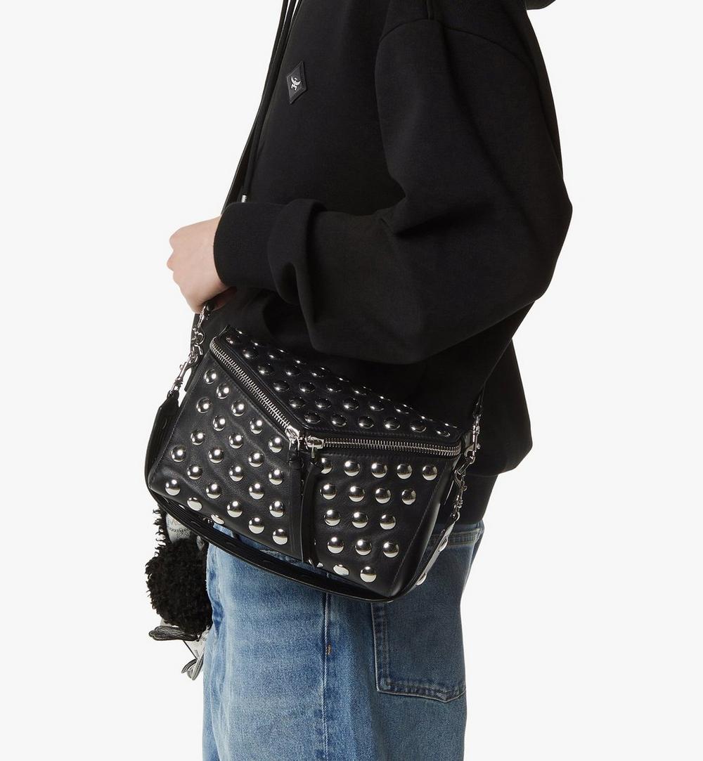 MWSGSAK01BK001-Diamant 3D Shoulder Bag in Galactic Gala Lamb Leather|BLACK
