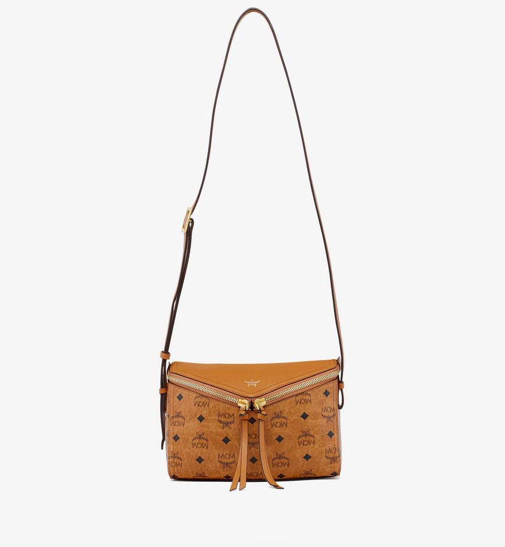 MWSEAAK04CO001-Diamant 3D Shoulder Bag in Visetos Leather Mix|COGNAC