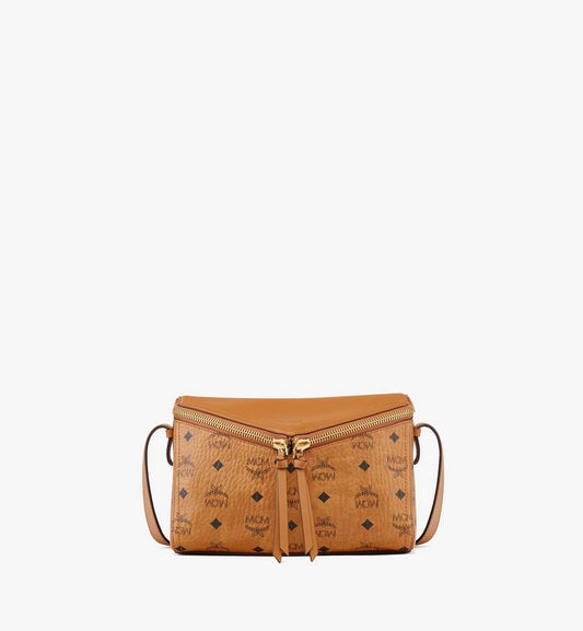MWSEAAK04CO001-Diamant 3D Shoulder Bag in Visetos Leather Mix|COGNAC