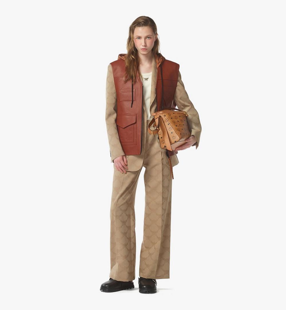 MWSFSAK02CO001-Diamant 3D Shoulder Bag in Visetos Leather Mix|COGNAC