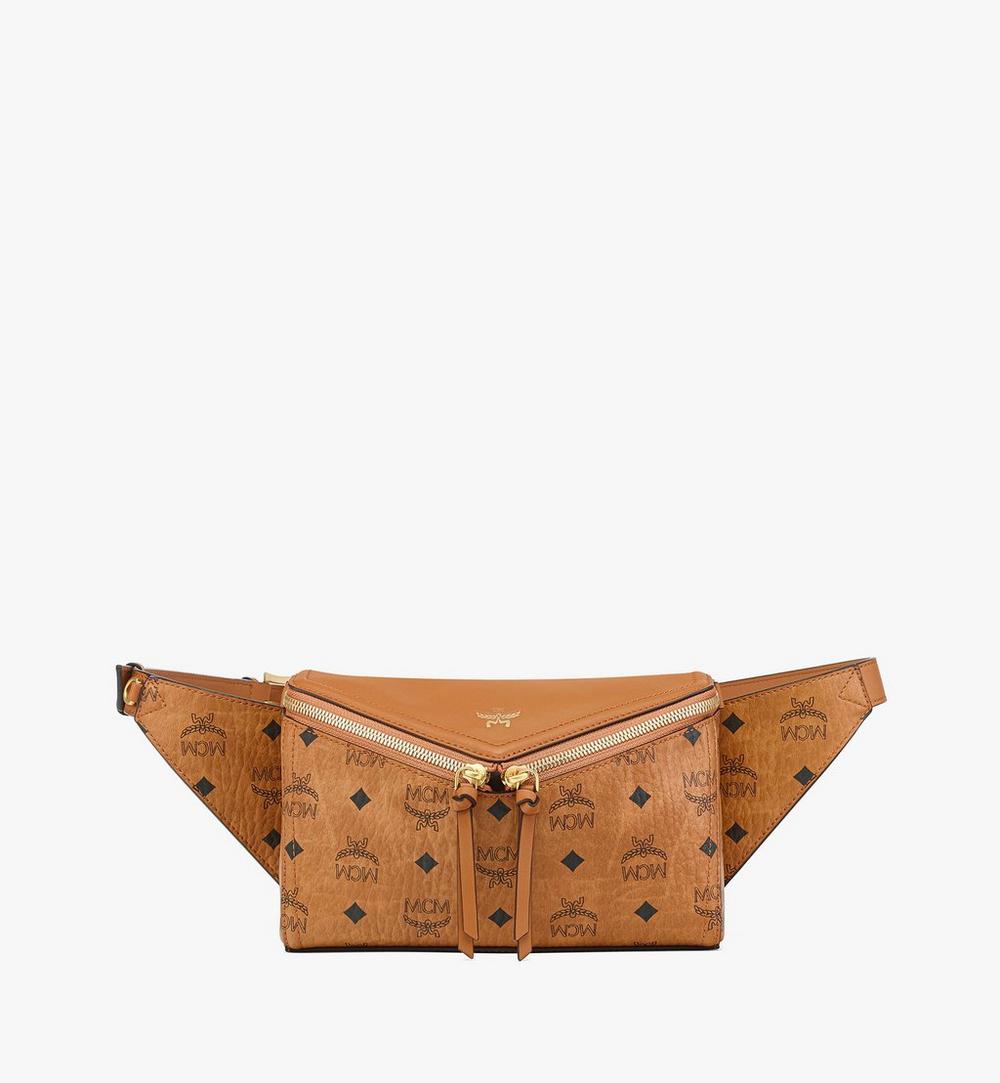MWZFSAK04CO001-Diamond 3D Belt Bag in Visetos Leather Mix|COGNAC