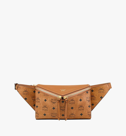 MWZFSAK04CO001-Diamond 3D Belt Bag in Visetos Leather Mix|COGNAC
