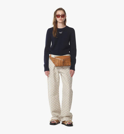 MWZFSAK04CO001-Diamond 3D Belt Bag in Visetos Leather Mix|COGNAC