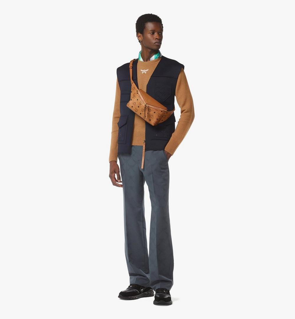 MWZFSAK04CO001-Diamond 3D Belt Bag in Visetos Leather Mix|COGNAC