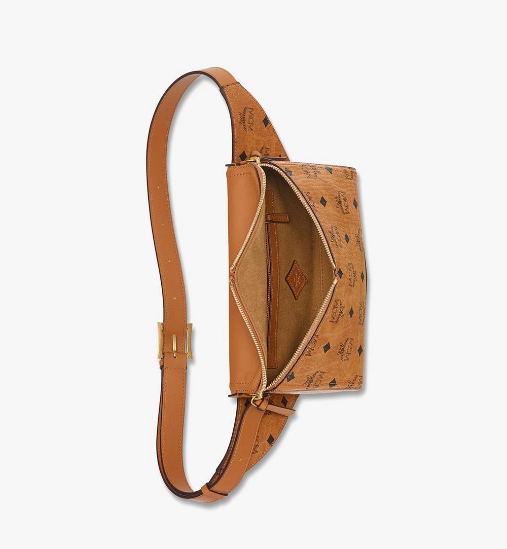 MWZFSAK04CO001-Diamond 3D Belt Bag in Visetos Leather Mix|COGNAC