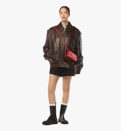 MYLEAAK01XC001-Diamond Chain Wallet in Calf Leather|CANDY RED