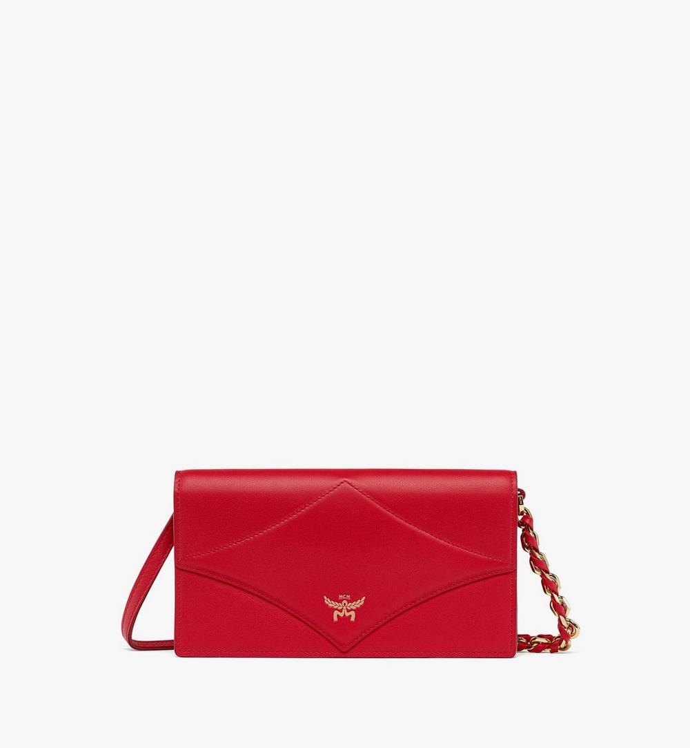 MYLEAAK01XC001-Diamond Chain Wallet in Calf Leather|CANDY RED