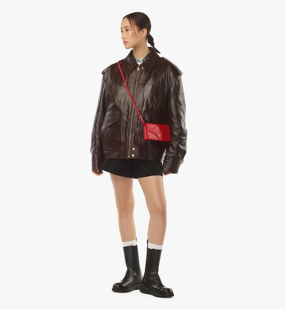 MYLEAAK01XC001-Diamond Chain Wallet in Calf Leather|CANDY RED