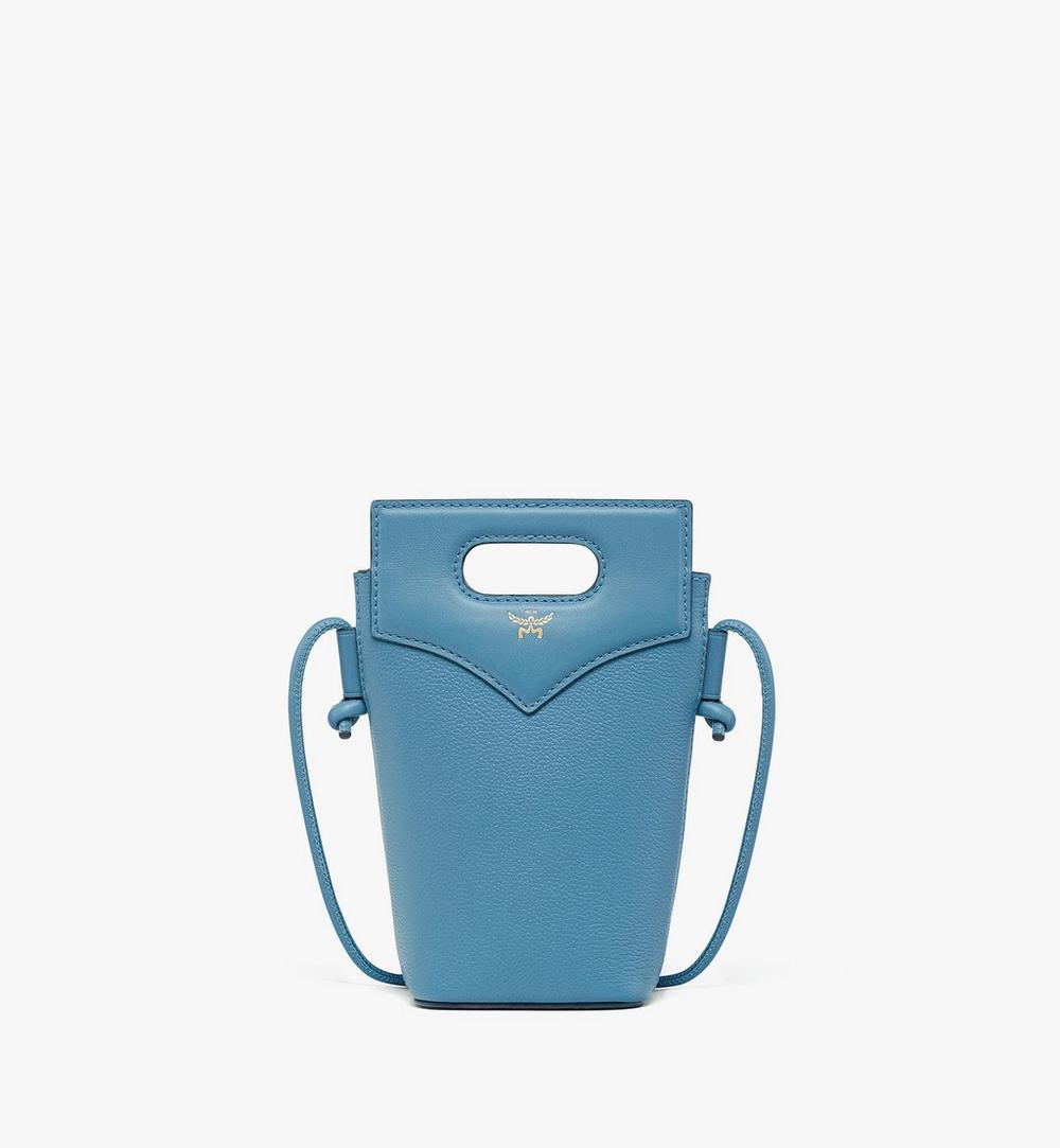 MYZEAAK03E4001-Diamond Crossbody Pouch in Embossed Leather and Calfskin|BLUE HEAVEN