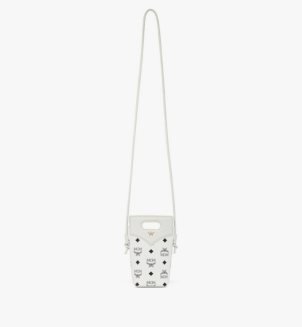 MYZFSAK01WT001-Diamond Crossbody Pouch in Visetos Leather Mix|White