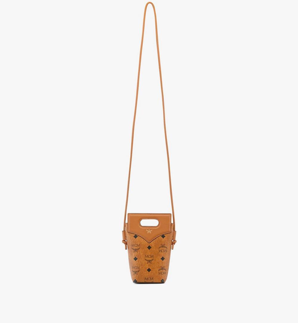 MYZFSAK01CO001-Diamond Crossbody Pouch in Visetos Leather Mix|COGNAC