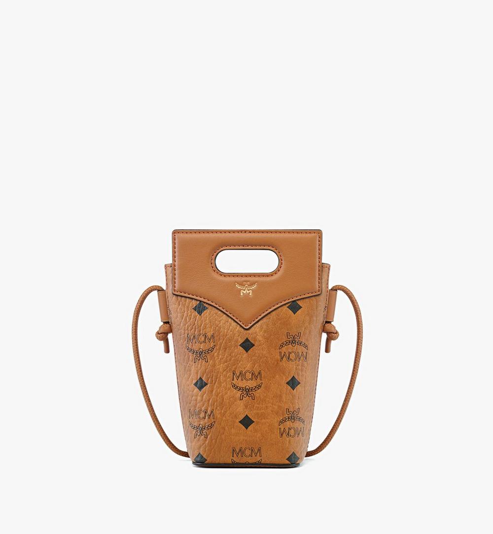 MYZFSAK01CO001-Diamond Crossbody Pouch in Visetos Leather Mix|COGNAC