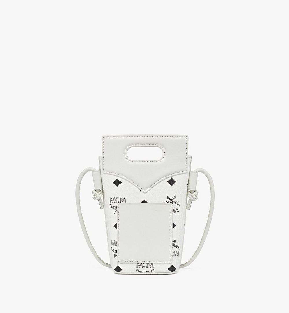 MYZFSAK01WT001-Diamond Crossbody Pouch in Visetos Leather Mix|White