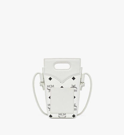 MYZFSAK01WT001-Diamond Crossbody Pouch in Visetos Leather Mix|White