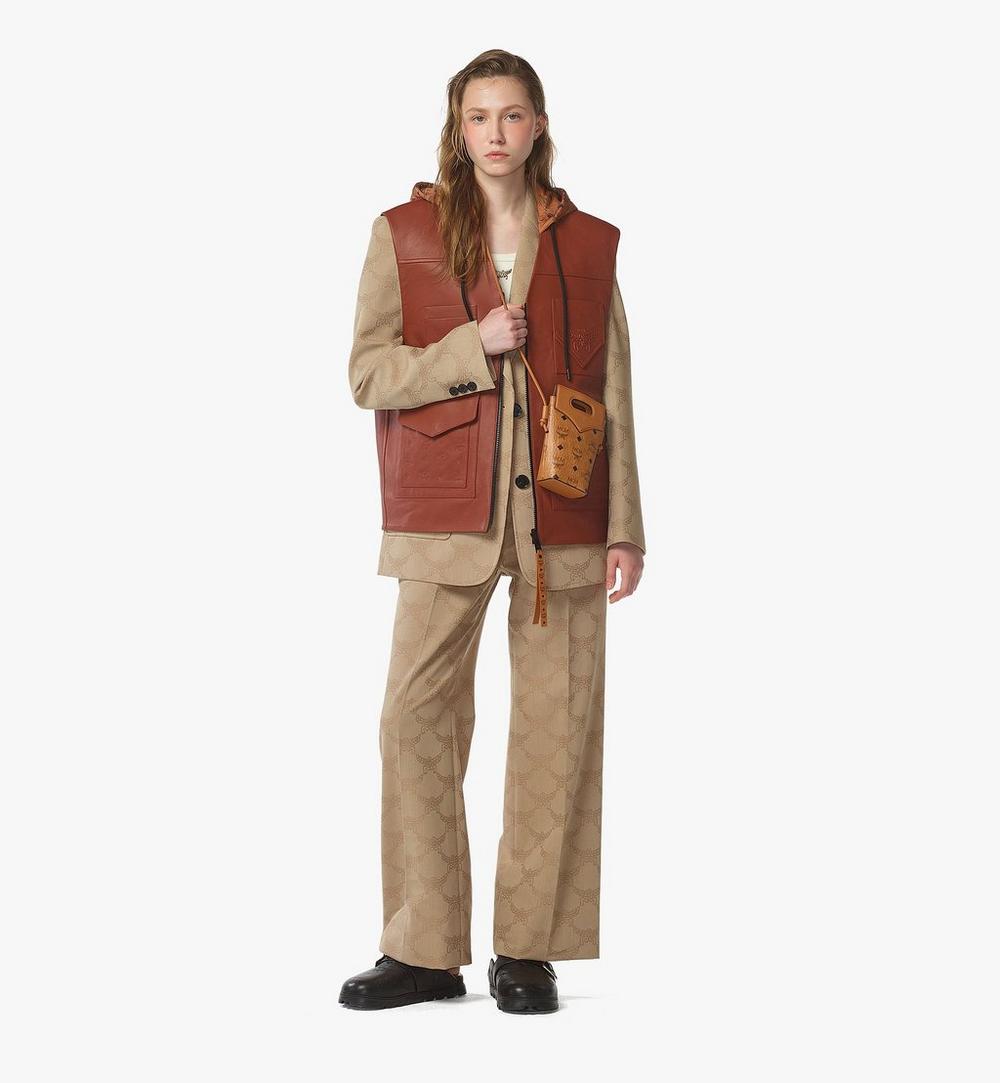 MYZFSAK01CO001-Diamond Crossbody Pouch in Visetos Leather Mix|COGNAC