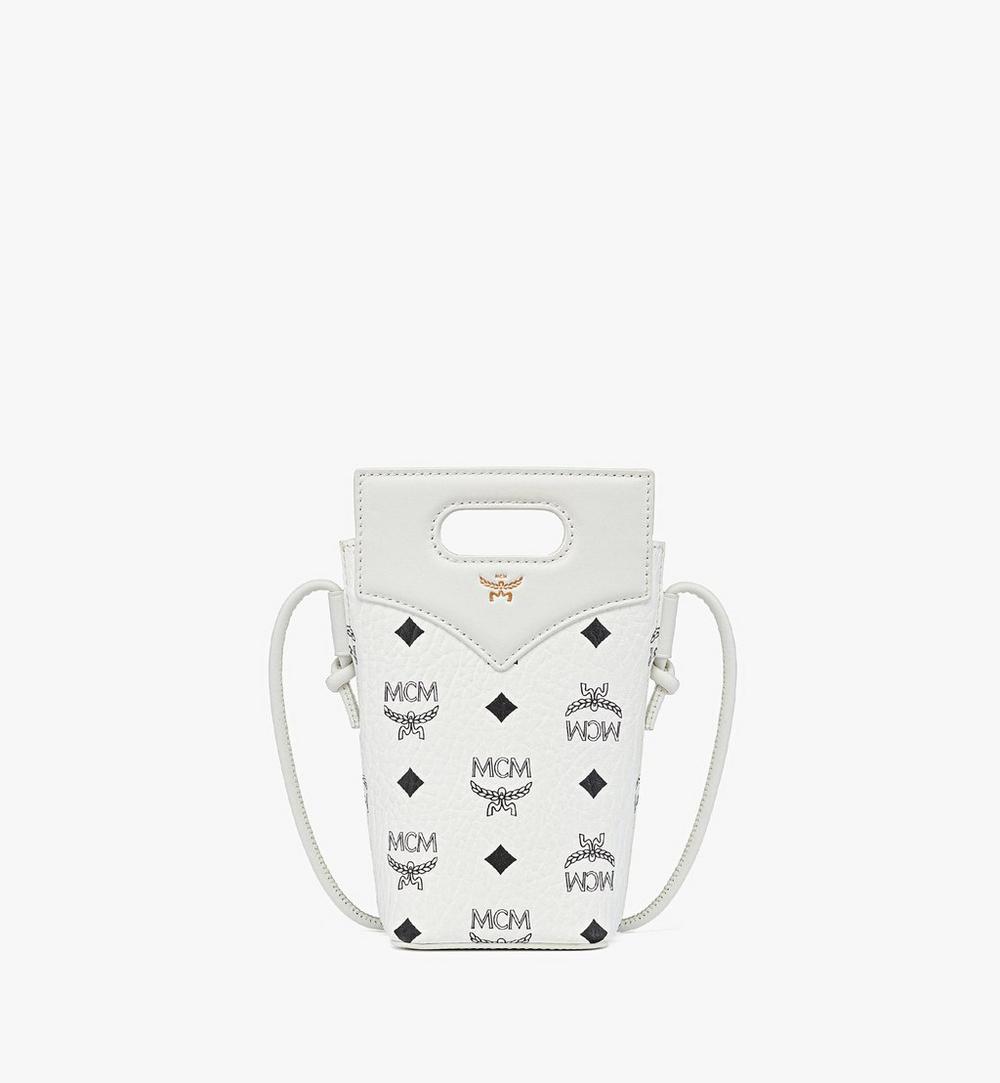 MYZFSAK01WT001-Diamond Crossbody Pouch in Visetos Leather Mix|White