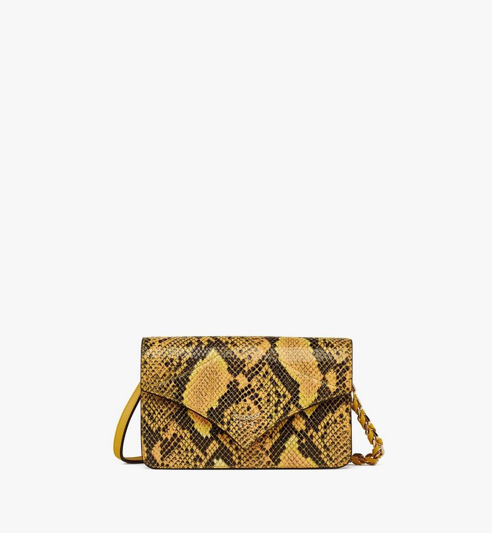 MWRFSAK04Y0001-Diamond Shoulder Bag in Python Print Coronet|OLD GOLD