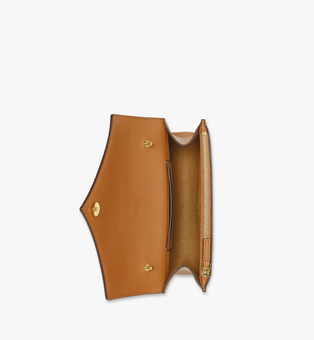 MWRESAK02CO001-Diamond Shoulder Bag in Visetos Leather Mix|COGNAC