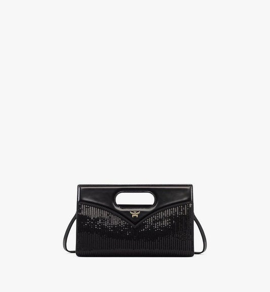 MWRFSAK01BK001-Diamond Tote in Sequin Lamb Leather|BLACK