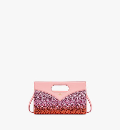 MWRFSAK06Q1001-Diamond Tote in Sequin Lamb Leather|SANGRIA SUNSET