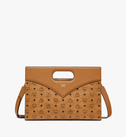 MWTESAK01CO001-Diamond Tote in Visetos Leather Mix|COGNAC