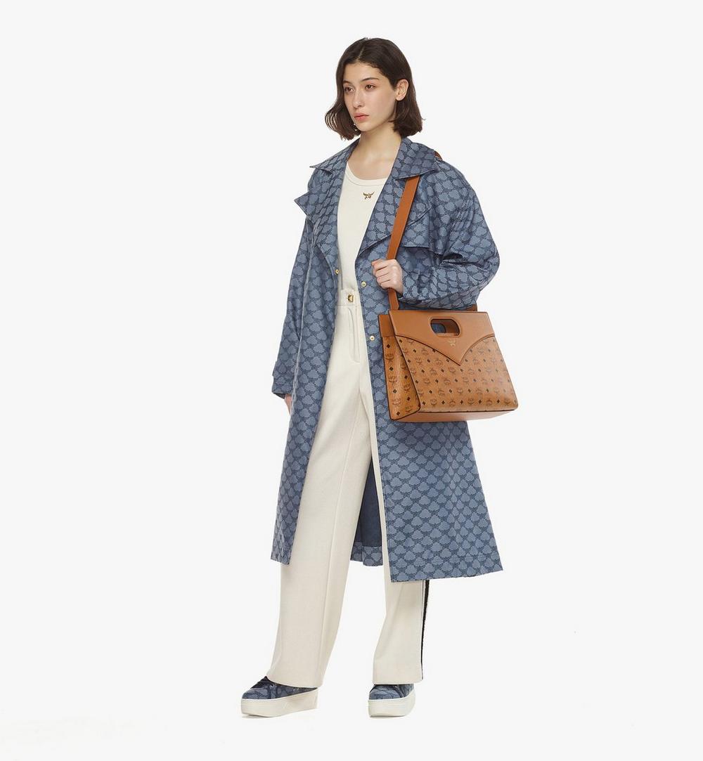 MWTESAK01CO001-Diamond Tote in Visetos Leather Mix|COGNAC