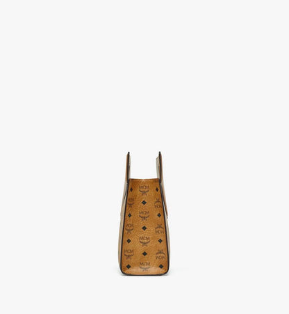 MWTESAK01CO001-Diamond Tote in Visetos Leather Mix|COGNAC
