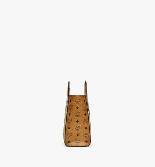 MWTESAK01CO001-Diamond Tote in Visetos Leather Mix|COGNAC