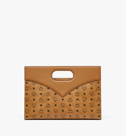 MWTESAK01CO001-Diamond Tote in Visetos Leather Mix|COGNAC