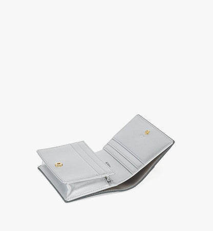 MYSEAAK02SV001-Diamond Wallet in Metallic Mirror Leather|SILVER
