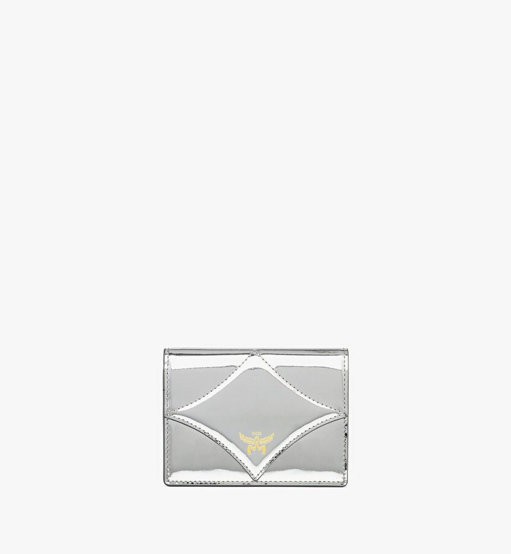 MYSEAAK02SV001-Diamond Wallet in Metallic Mirror Leather|SILVER