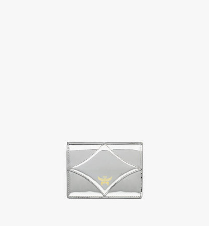 MYSEAAK02SV001-Diamond Wallet in Metallic Mirror Leather|SILVER