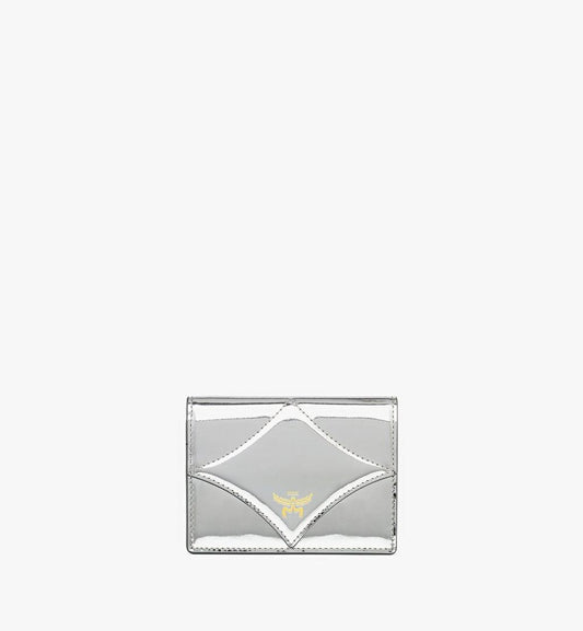 MYSEAAK02SV001-Diamond Wallet in Metallic Mirror Leather|SILVER