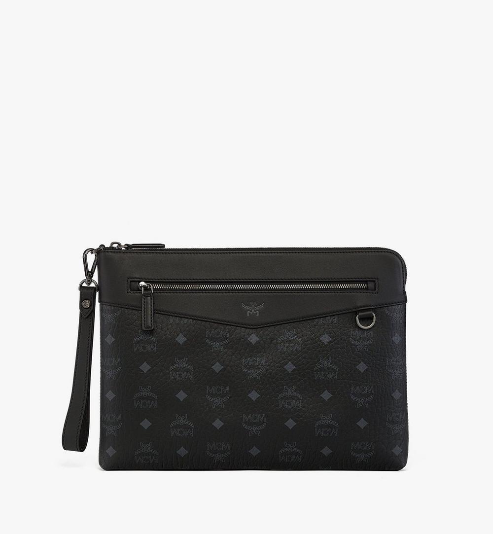 MXZGSAK02BK001-Diamond Wristlet Pouch in Visetos|BLACK
