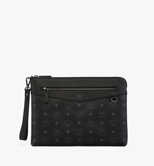 MXZGSAK02BK001-Diamond Wristlet Pouch in Visetos|BLACK