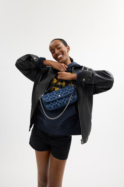 Brook Flap Chain Bag In Signature Denim