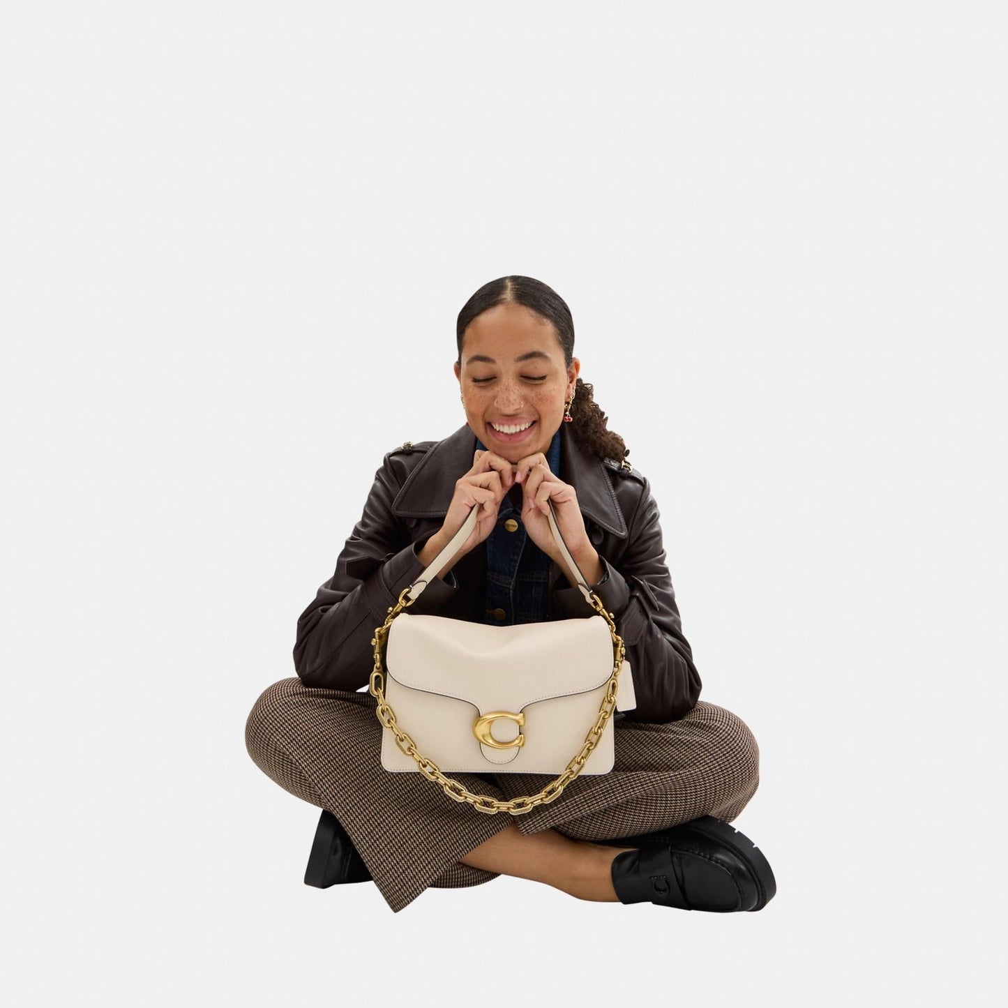 CY919-Chain Tabby Shoulder Bag-B4/Chalk